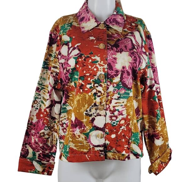 Coldwater Creek Spice Floral Jacket Women Large NWT $69 - Picture 1 of 5